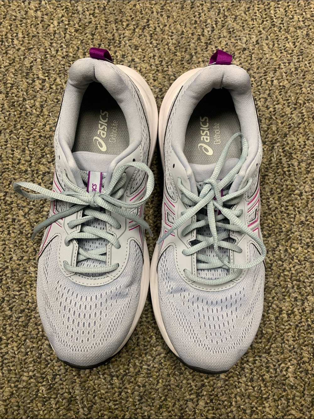 ASICS Women's Light Gray and Fuchsia Athletic Running Sneakers